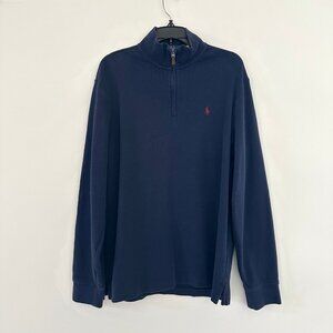 Polo Ralph Lauren Mens Quarter Zip Estate Rib Sweater Size Medium Pullover Navy